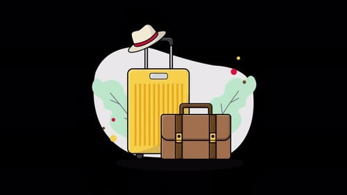 Animated Travel Luggage and Accessories in Flat Design