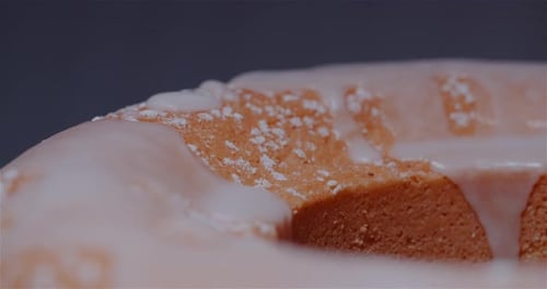 Iced Ring Cake with Powdered Sugar Close Up