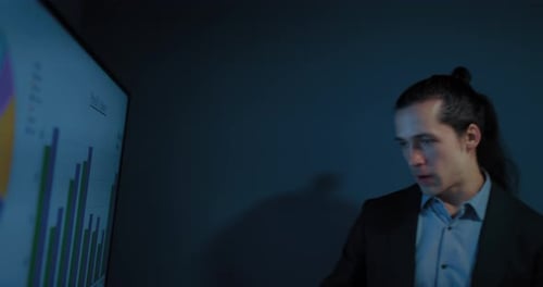 Young Adult Presenting Corporate Financial Data