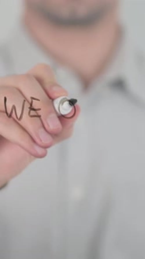 We Offer Solutions, Writing on Screen with Hand, Vertical Video