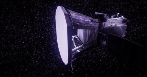 Animated Futuristic Space Probe Rotating in Deep Space