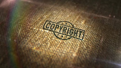 Copyright sign stamp on linen sack