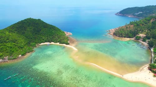 Tropical island and sandbar with stunning white sandy beaches