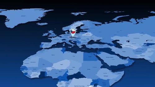 Modern World Map Zoom and Location Pin Animation