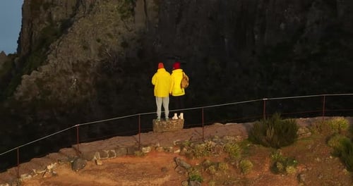 Couple Enjoys Tropical Mountain View from Overlook