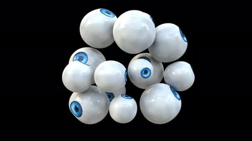 Animated Cluster of Eyeballs with Blue Irises