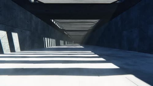 Abstract Seamless Loop of Flying into Concrete Industrial Tunnel