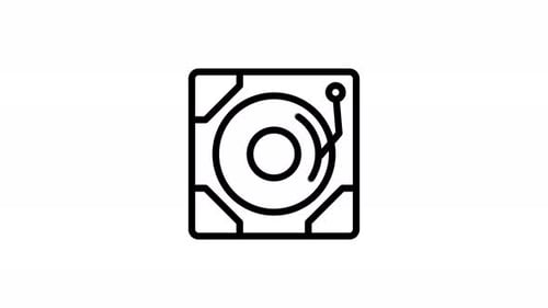 vinyl record line icon animation
