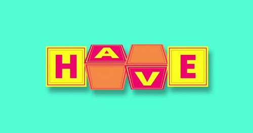 Kinetische 3D-Typografie mit Wörtern Hate Love Animation von rotierenden 3D-Würfeln mit den Wörtern Hass und Liebe