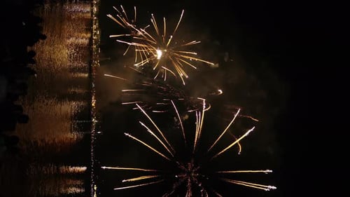 Fireworks at the Cannes Fireworks Festival at night, France, slow motion