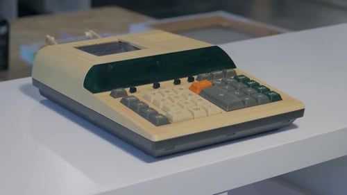 Old Calculator Adding Machine Close Up