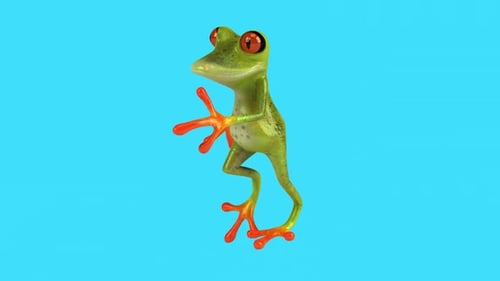 Lustiges 3D-Cartoon-Froschrennen (mit Alphakanal)