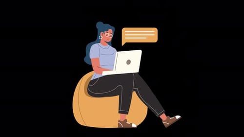 Woman Character Chating Online Animation 4K