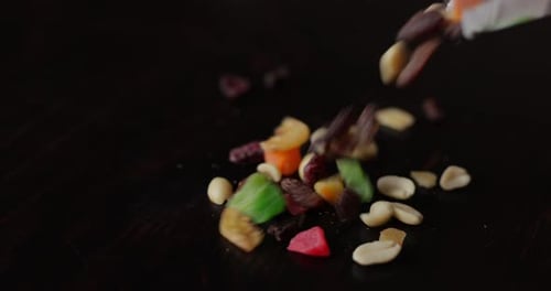Colorful Dried Fruit and Nuts Poured Out