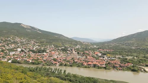 Red Roof Houses And Cathedral In Mtskheta