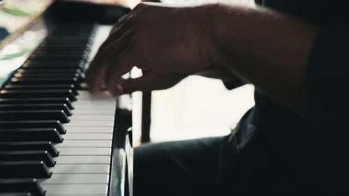 Close Up of Adult Playing Piano