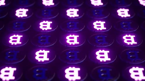 Futuristic Bitcoin Cryptocurrency Coin Pattern Loop Background