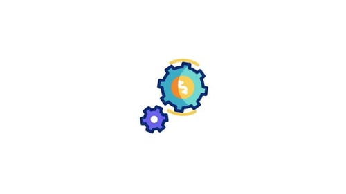 Animated Gears with Dollar Sign for Business Concepts