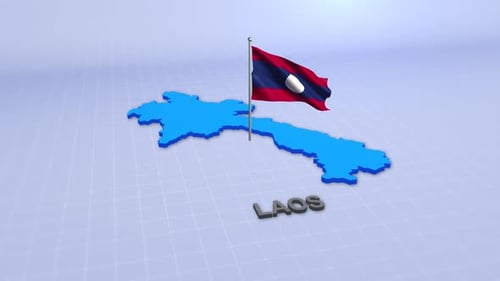 Karte von Laos mit Flagge