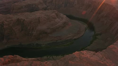 Horseshoe bend Arizona breathtaking aerial view of the Colorado river canyon