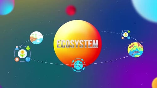 Animated Ecosystem Concept with Orbiting Icons