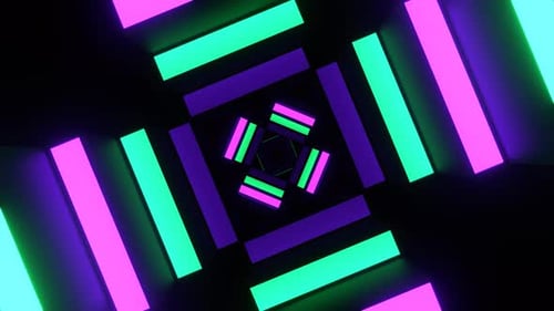 Purple And Turquoise Neon Stepped Walls Background Vj Loop In 4K