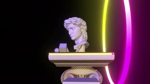 Statue Neon 01 4k