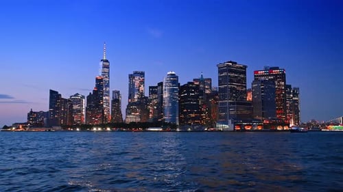 Stunning Manhattan switched on the lights in the evening.