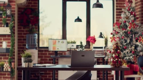 Christmas Decorations in Empty Office Space