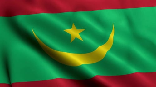 Realistic Waving Flag of Mauritania Animation