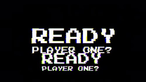 Retro Glitch Text Revealing Ready Player One Message