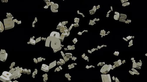 Falling 3D Numbers and Percentage Signs Seamless Loop