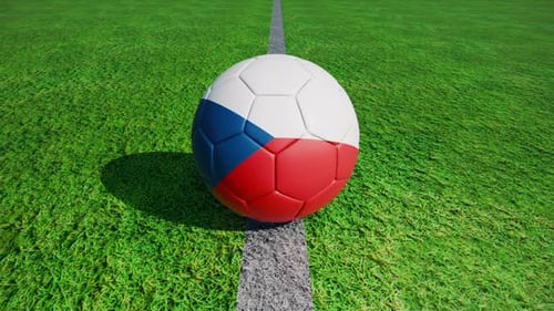 3D Soccer Ball with National Flags on Football Field
