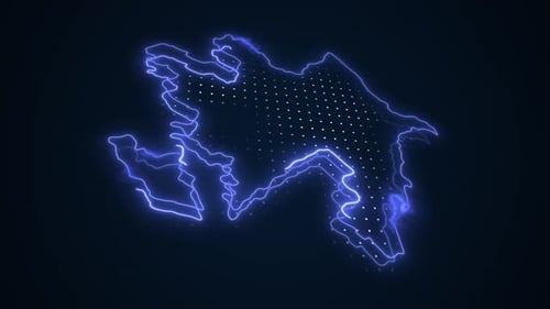 Neon Electric Map Outline Technology Animation