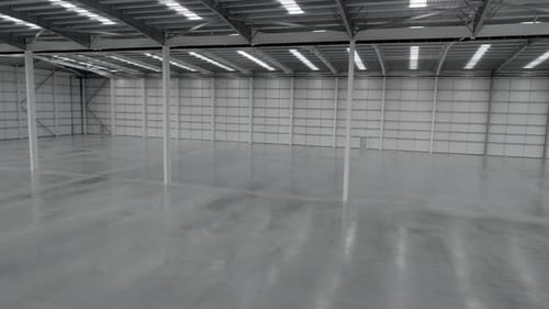 Warehouse Facility Empty Interior Flythrough