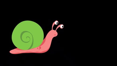 Garden Snail Crawling 2D Animation Vertical On Alpha Channel