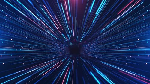Fast Moving Luminous Lines Racing Through Deep Space High Speed Tunnel Hyperspace Warp Tunnel