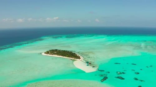 Tropical Island with a Beach on the Atoll Onok Island Balabac Philippines