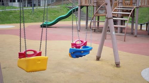 Closeup of a Baby Swing in the Playground