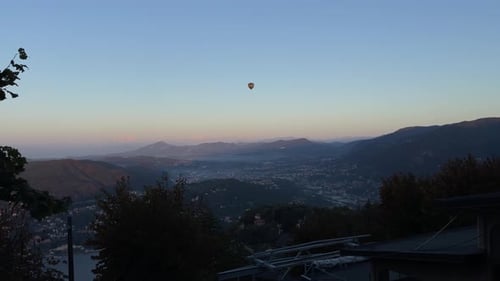 Hot Air Balloon Over The Alps In Como, Italy