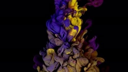 Abstract Elegance Dissolving Arcrylic Paints Create a Vivid Canvas of Yellow Green and Blue on Black