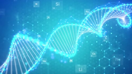 dna helix molecule on futuristic