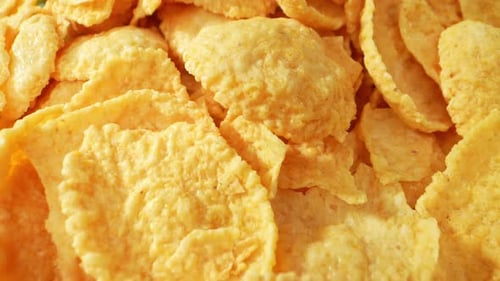 Close-Up of Golden Yellow Cornflakes Cereal