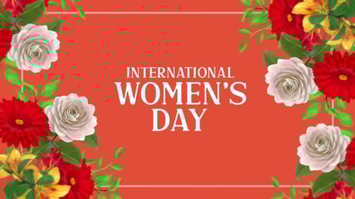 International Women's Day Floral Frame Text Reveal