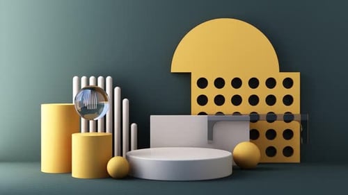 Modern Geometric Product Display with Abstract Spinning Sphere