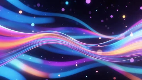 3D-Rendering abstrakter mehrfarbiger Linien und fließender Kurven, die sich dynamisch bewegen