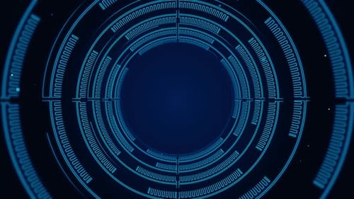 Futuristic Blue Glowing Digital Tech HUD Interface Animation