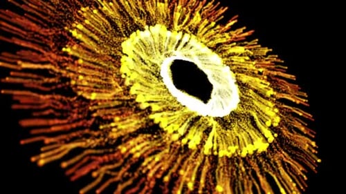 Spiraling Rainbow Particles