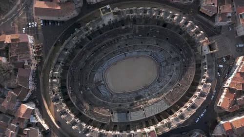 Aerial View of Roman Amphitheatre in Arles France