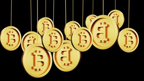 Ícone de moeda e dinheiro de criptomoeda Bitcoin
